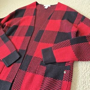 Ripzone Buffalo Plaid Cardigan Red Black Oversized Small (Tagged M)